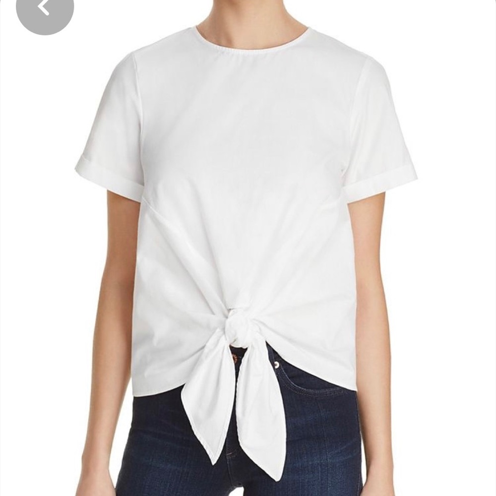 AQUA Tie Front Top White Medium
